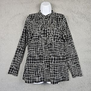 Liz Claiborne Blouse Women's L Colorful Geometric Long Sleeve Button Top